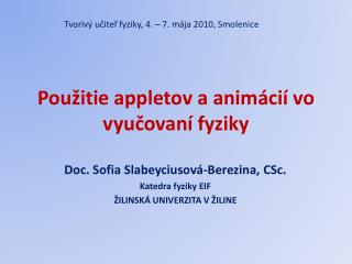 pou itie appletov a anim ci vo vyu ovan fyziky