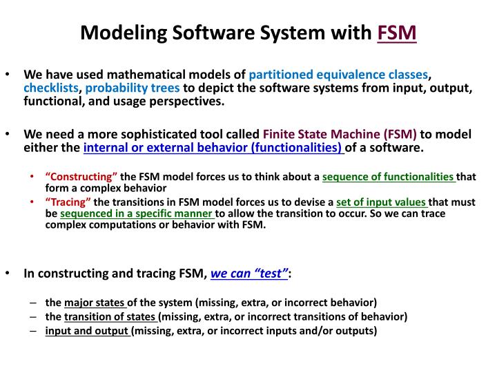 modeling software system with fsm