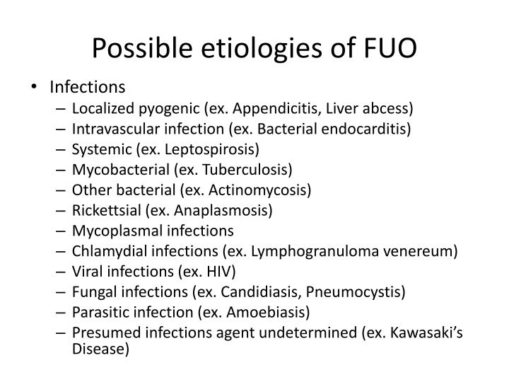 possible etiologies of fuo