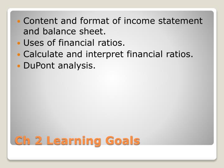 ch 2 learning goals