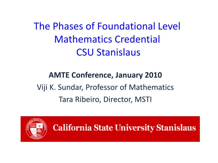 the phases of foundational level mathematics credential csu stanislaus