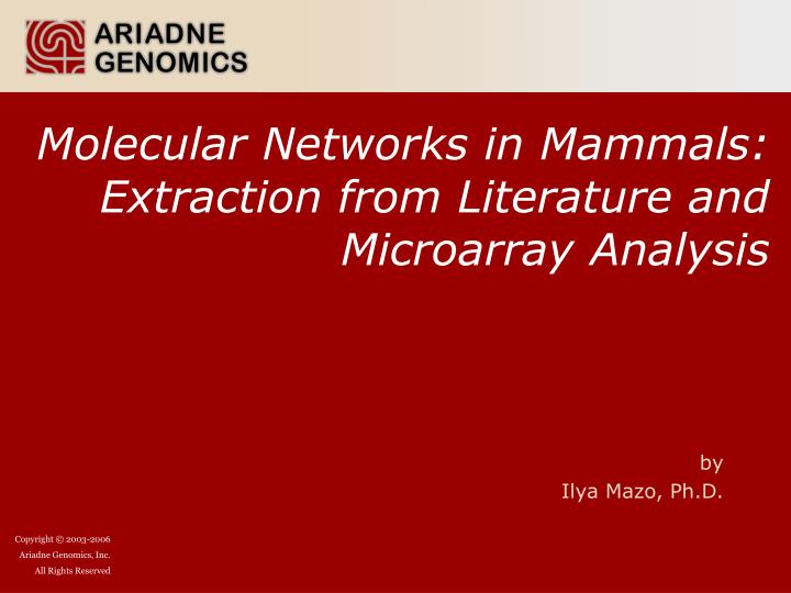 molecular networks in mammals extraction from literature and microarray analysis