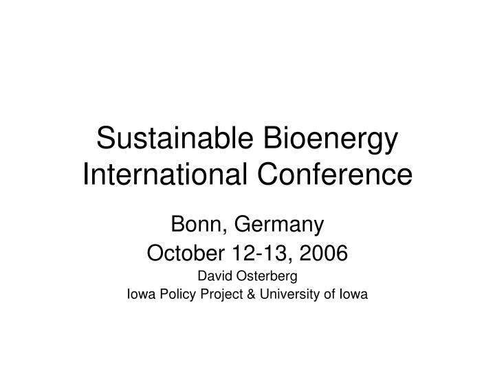 sustainable bioenergy international conference