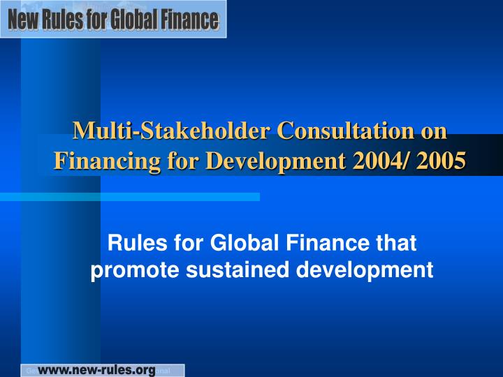 multi stakeholder consultation on financing for development 2004 2005