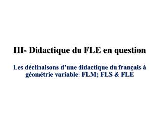 iii didactique du fle en question