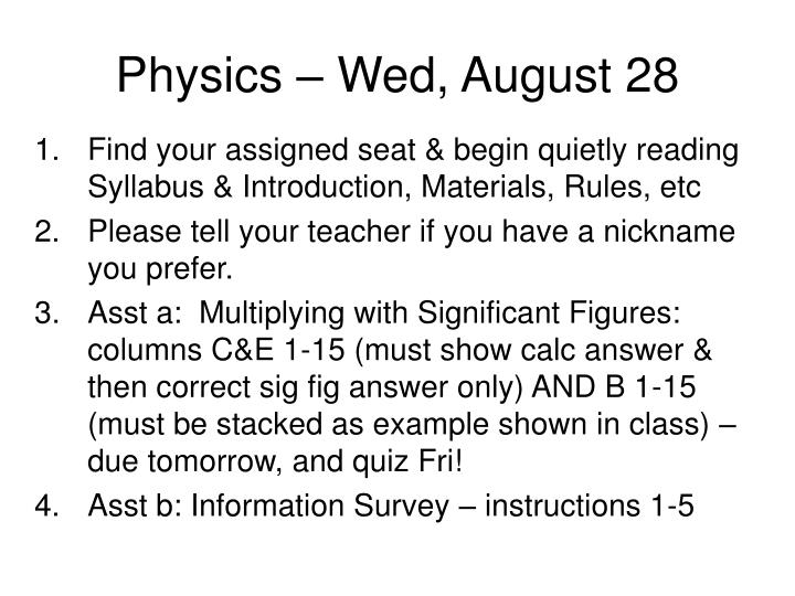 physics wed august 28