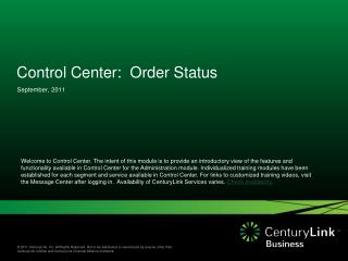 Control Center: Order Status