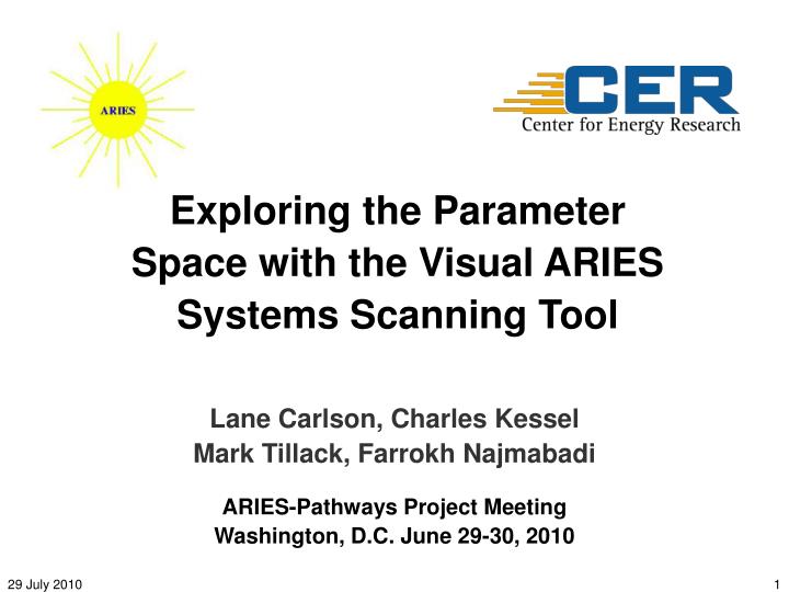 exploring the parameter space with the visual aries systems scanning tool