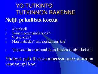 yo tutkinto tutkinnon rakenne