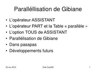 Paralléllisation de Gibiane