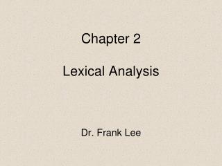 Chapter 2 Lexical Analysis