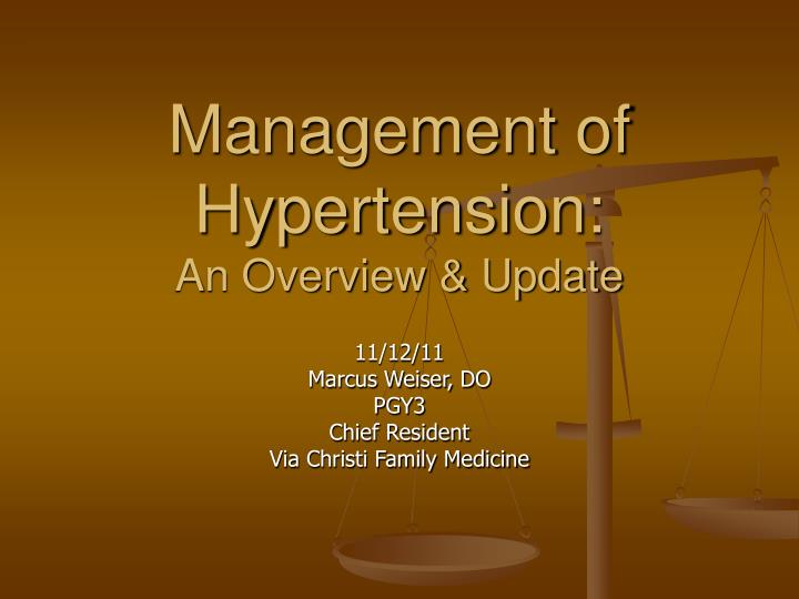 management of hypertension an overview update