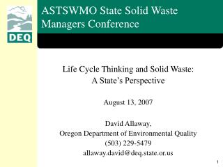 ASTSWMO State Solid Waste Managers Conference