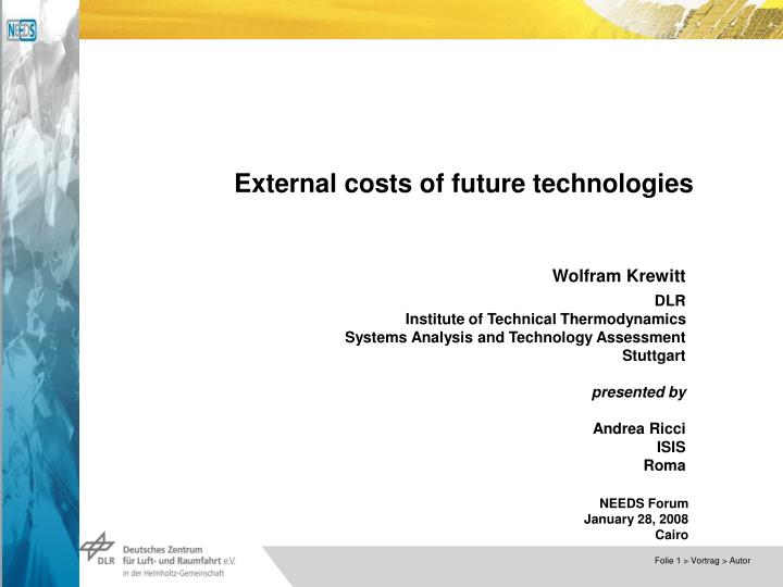external costs of future technologies