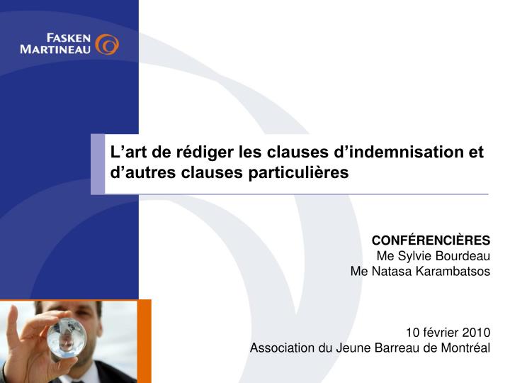 l art de r diger les clauses d indemnisation et d autres clauses particuli res