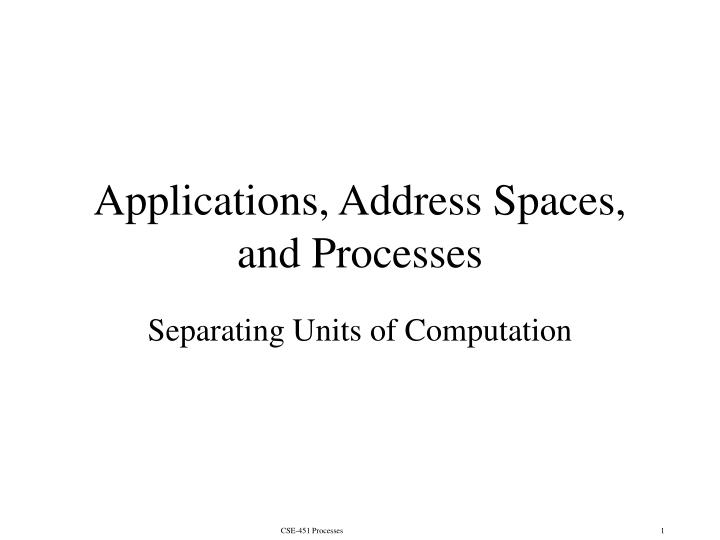 applications address spaces and processes