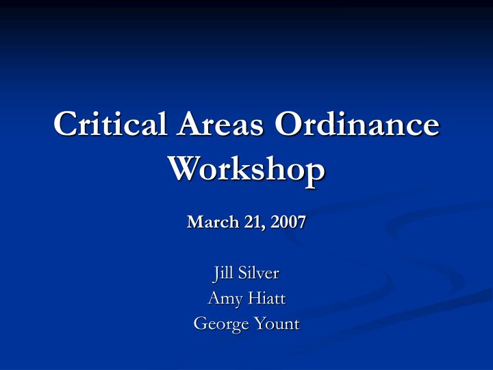 critical areas ordinance workshop