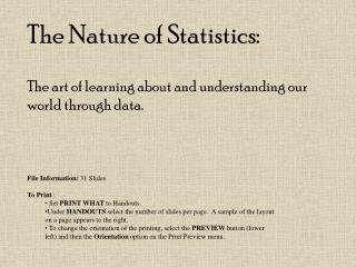 The Nature of Statistics: