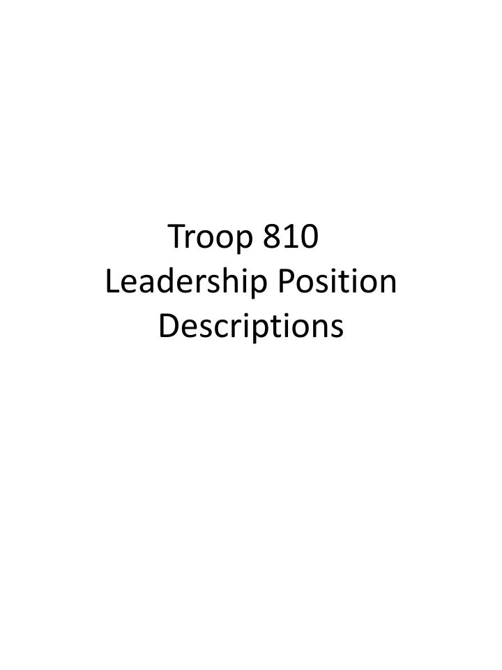troop 810 leadership position descriptions