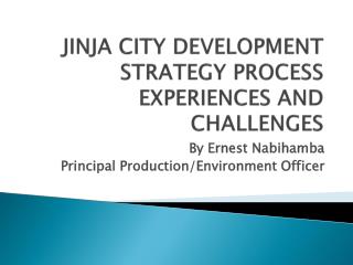 JINJA CITY DEVELOPMENT STRATEGY PROCESS EXPERIENCES AND CHALLENGES