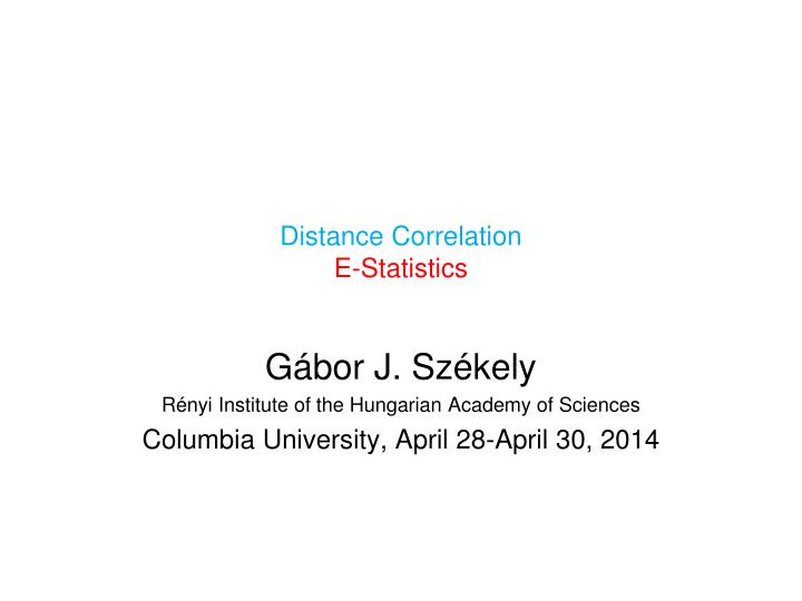 distance correlation e statistics