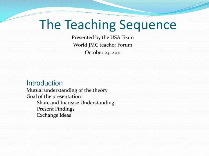 the teaching sequence