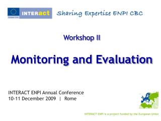 Workshop II Monitoring and Evaluation