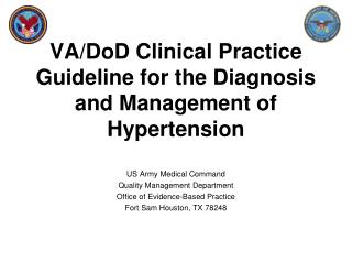 VA/DoD Clinical Practice Guideline for the Diagnosis and Management of Hypertension