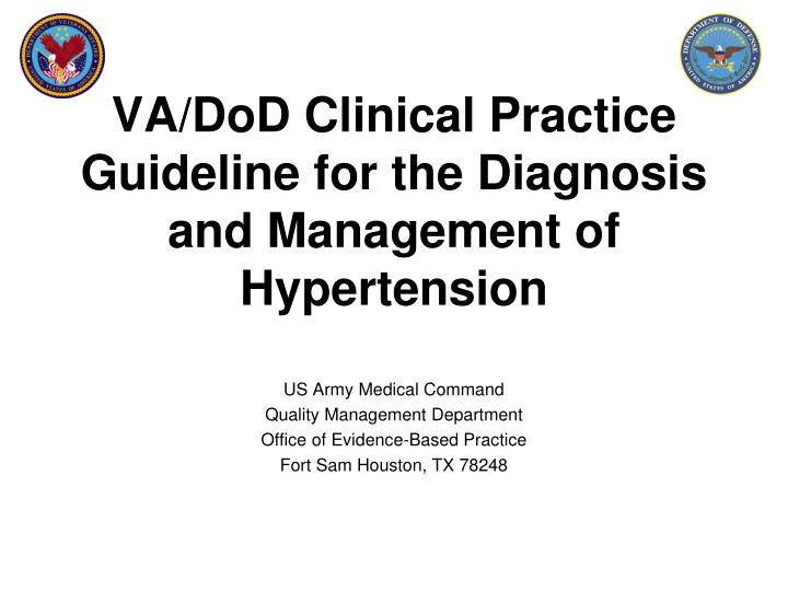 va dod clinical practice guideline for the diagnosis and management of hypertension