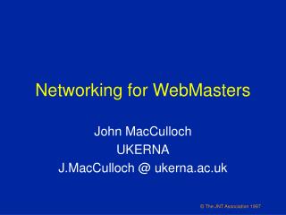 Networking for WebMasters