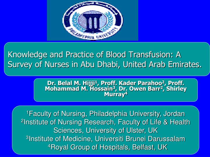 knowledge and practice of blood transfusion a survey of nurses in abu dhabi united arab emirates