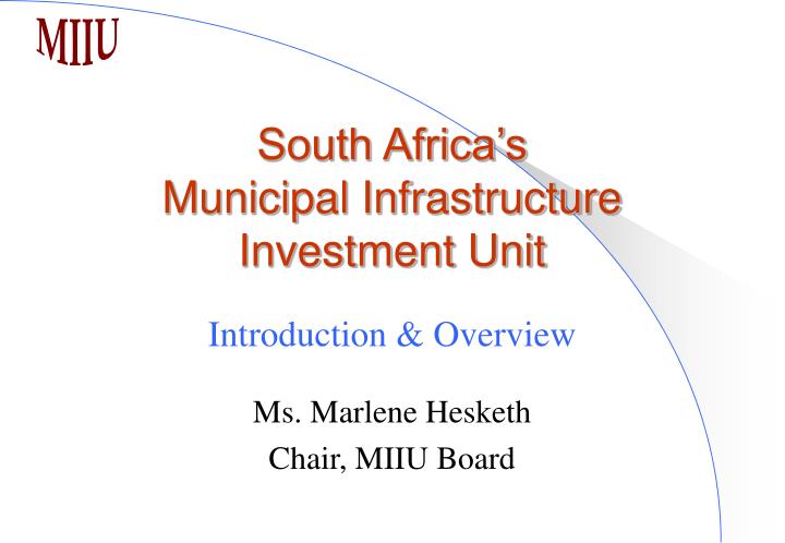 south africa s municipal infrastructure investment unit