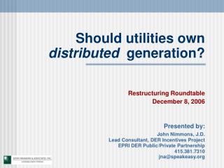 Should utilities own distributed generation?