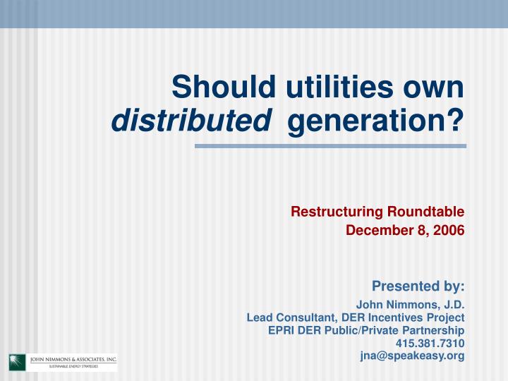 should utilities own distributed generation