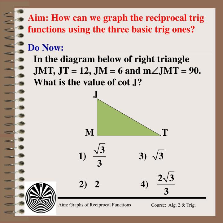 aim how can we graph the reciprocal trig functions using the three basic trig ones