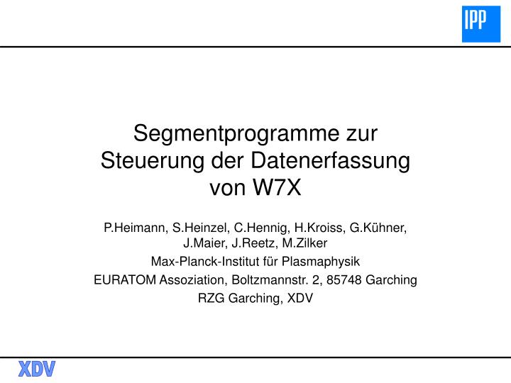 segmentprogramme zur steuerung der datenerfassung von w7x
