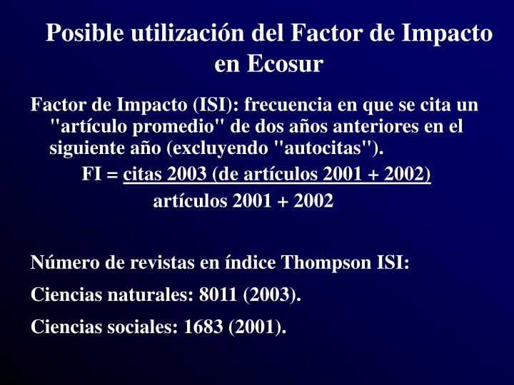 posible utilizaci n del factor de impacto en ecosur