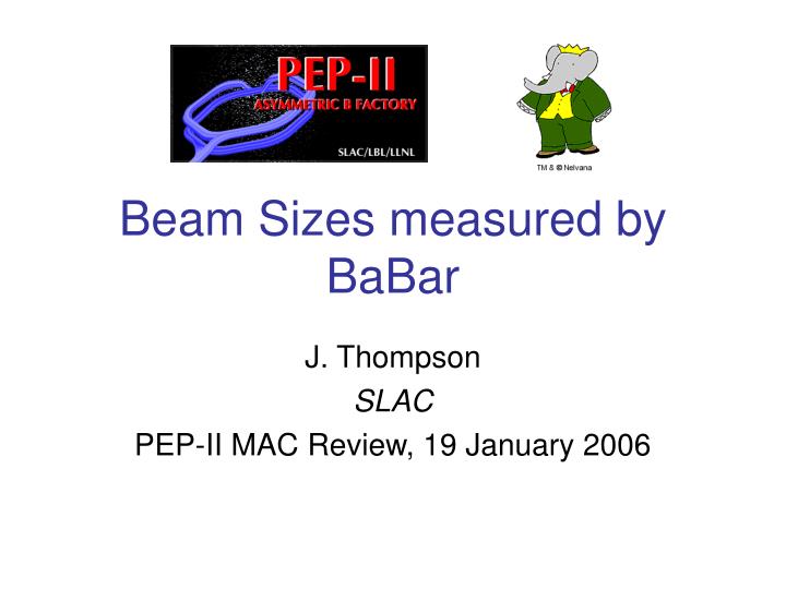 beam sizes measured by babar