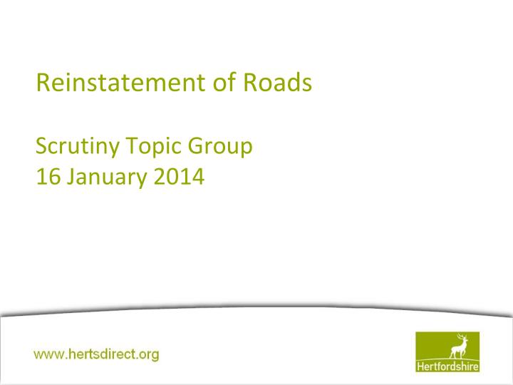 reinstatement of roads scrutiny topic group 16 january 2014