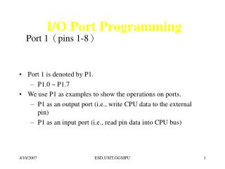 I/O Port Programming