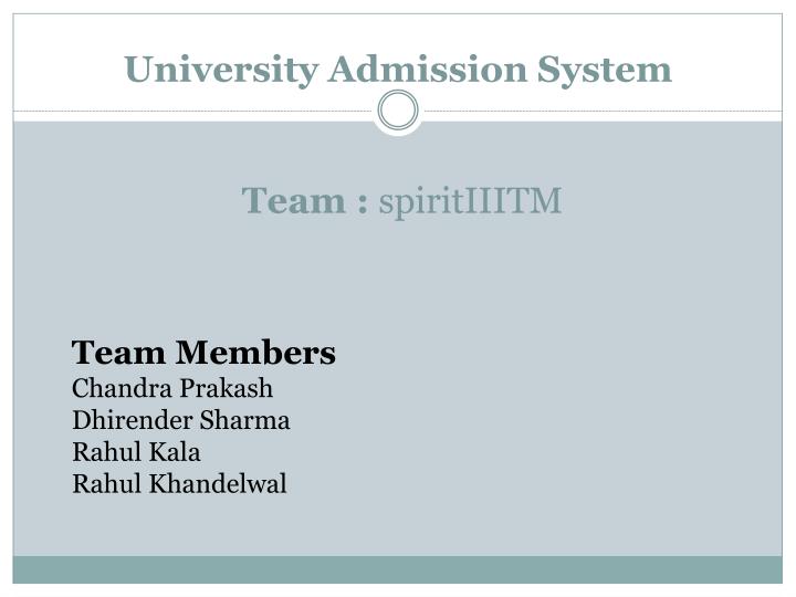 university admission system team spiritiiitm