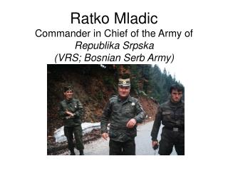 Ratko Mladic Commander in Chief of the Army of Republika Srpska (VRS; Bosnian Serb Army)