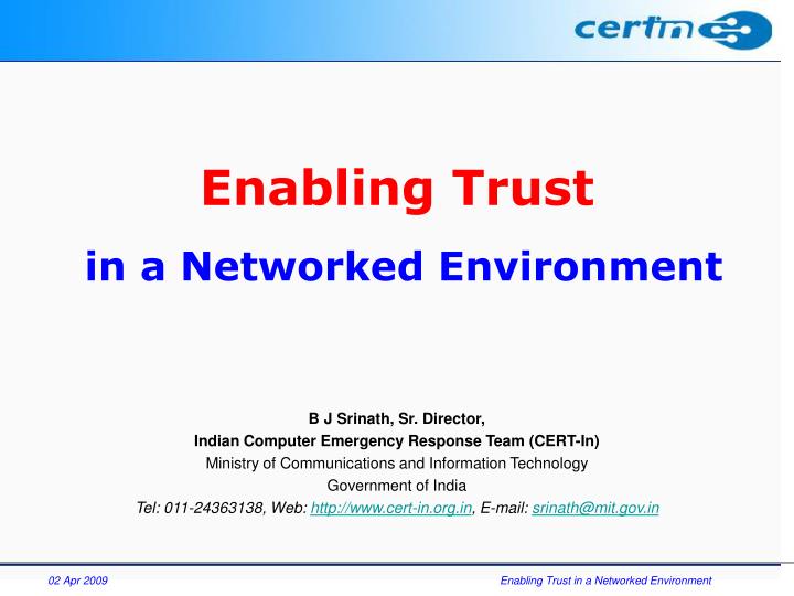 enabling trust in a networked environment