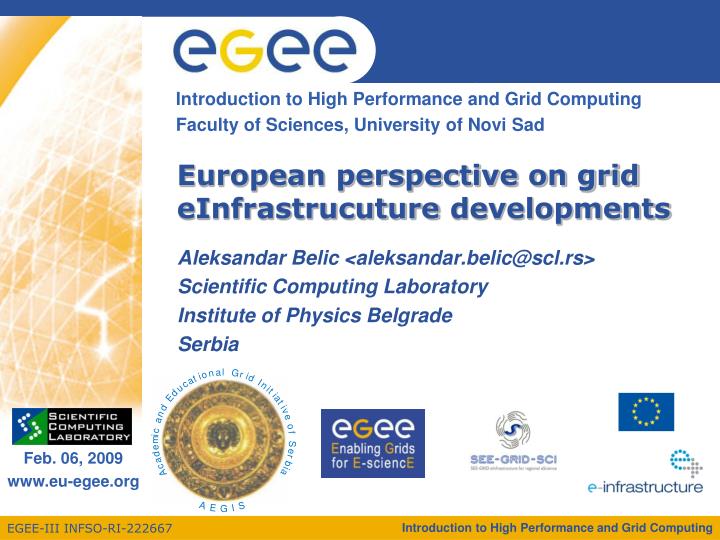 european perspective on grid einfrastrucuture developments