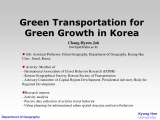 Green Transportation for Green Growth in Korea