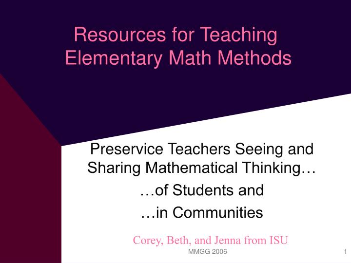 resources for teaching elementary math methods