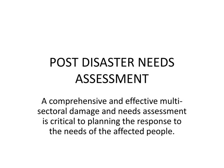 post disaster needs assessment