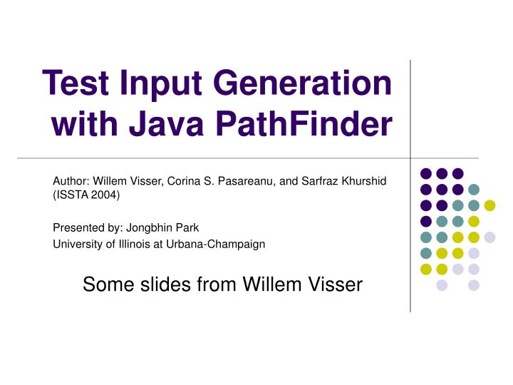 test input generation with java pathfinder