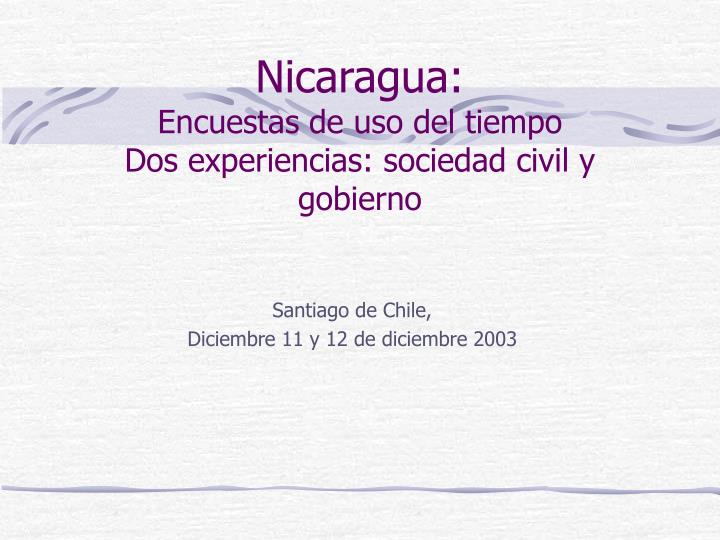 nicaragua encuestas de uso del tiempo dos experiencias sociedad civil y gobierno