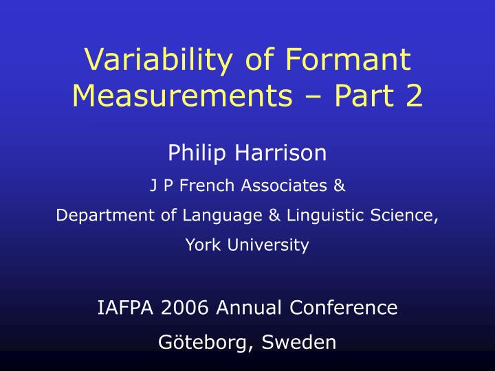 variability of formant measurements part 2